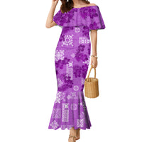 Hawaii Tapa Mermaid Dress Hibiscus Mix Hawaiian Quilt Patches - Violet - Wonder Print Shop