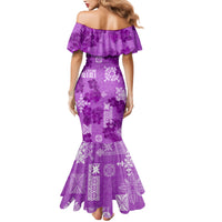 Hawaii Tapa Mermaid Dress Hibiscus Mix Hawaiian Quilt Patches - Violet - Wonder Print Shop