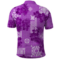 Hawaii Tapa Polo Shirt Hibiscus Mix Hawaiian Quilt Patches - Violet - Wonder Print Shop