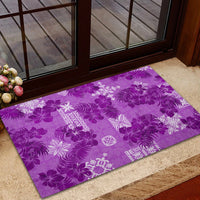 Hawaii Tapa Rubber Doormat Hibiscus Mix Hawaiian Quilt Patches - Violet - Wonder Print Shop