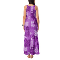 Hawaii Tapa Tank Maxi Dress Hibiscus Mix Hawaiian Quilt Patches - Violet - Wonder Print Shop