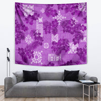 Hawaii Tapa Tapestry Hibiscus Mix Hawaiian Quilt Patches - Violet - Wonder Print Shop