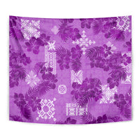 Hawaii Tapa Tapestry Hibiscus Mix Hawaiian Quilt Patches - Violet - Wonder Print Shop