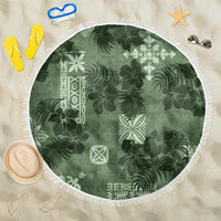 Hawaii Tapa Beach Blanket Hibiscus Mix Hawaiian Quilt Patches - Sage Green LT7 - Wonder Print Shop