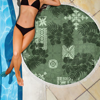 Hawaii Tapa Beach Blanket Hibiscus Mix Hawaiian Quilt Patches - Sage Green LT7 - Wonder Print Shop