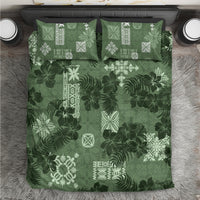 Hawaii Tapa Bedding Set Hibiscus Mix Hawaiian Quilt Patches - Sage Green LT7 - Wonder Print Shop