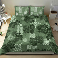 Hawaii Tapa Bedding Set Hibiscus Mix Hawaiian Quilt Patches - Sage Green LT7 - Wonder Print Shop