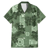 Hawaii Tapa Family Matching Mermaid Dress and Hawaiian Shirt Hibiscus Mix Hawaiian Quilt Patches - Sage Green LT7 - Wonder Print Shop