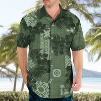 Hawaii Tapa Hawaiian Shirt Hibiscus Mix Hawaiian Quilt Patches - Sage Green - Wonder Print Shop