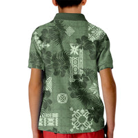 Hawaii Tapa Kid Polo Shirt Hibiscus Mix Hawaiian Quilt Patches - Sage Green - Wonder Print Shop