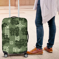 Hawaii Tapa Luggage Cover Hibiscus Mix Hawaiian Quilt Patches - Sage Green - Wonder Print Shop