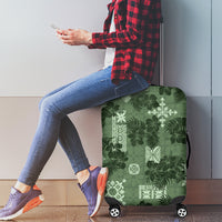Hawaii Tapa Luggage Cover Hibiscus Mix Hawaiian Quilt Patches - Sage Green - Wonder Print Shop