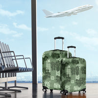 Hawaii Tapa Luggage Cover Hibiscus Mix Hawaiian Quilt Patches - Sage Green - Wonder Print Shop