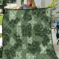 Hawaii Tapa Quilt Hibiscus Mix Hawaiian Quilt Patches - Sage Green - Wonder Print Shop