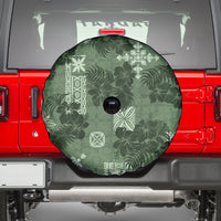 Hawaii Tapa Spare Tire Cover Hibiscus Mix Hawaiian Quilt Patches - Sage Green - Wonder Print Shop