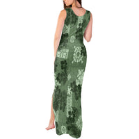 Hawaii Tapa Tank Maxi Dress Hibiscus Mix Hawaiian Quilt Patches - Sage Green - Wonder Print Shop
