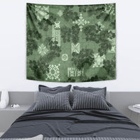 Hawaii Tapa Tapestry Hibiscus Mix Hawaiian Quilt Patches - Sage Green - Wonder Print Shop