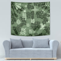 Hawaii Tapa Tapestry Hibiscus Mix Hawaiian Quilt Patches - Sage Green - Wonder Print Shop