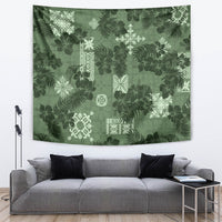 Hawaii Tapa Tapestry Hibiscus Mix Hawaiian Quilt Patches - Sage Green - Wonder Print Shop