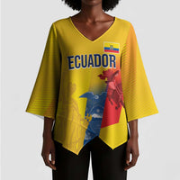 Ecuador Football Custom WC2026 Kimono Sleeve Blouse Historical Symbols - Wonder Print Shop