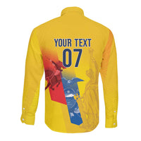 Ecuador Football Custom WC2026 Long Sleeve Button Shirt Historical Symbols - Wonder Print Shop