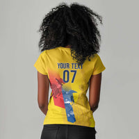 Ecuador Football Custom WC2026 Women V-Neck T-Shirt Historical Symbols - Wonder Print Shop