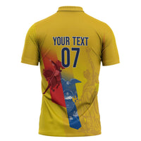 Ecuador Football Custom WC2026 Zipper Polo Shirt Historical Symbols - Wonder Print Shop