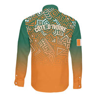 Ivory Coast Football Tribal Patterns Long Sleeve Button Shirt WC2026 - Wonder Print Shop