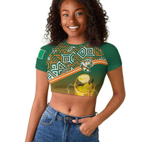 Ivory Coast Football Tribal Patterns Raglan Cropped T shirt WC2026 - Wonder Print Shop