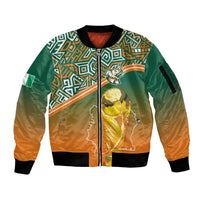 Ivory Coast Football Tribal Patterns Sleeve Zip Bomber Jacket WC2026 - Wonder Print Shop
