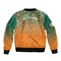 Ivory Coast Football Tribal Patterns Sleeve Zip Bomber Jacket WC2026 - Wonder Print Shop