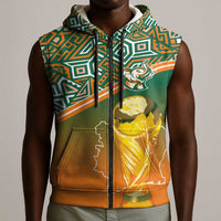 Ivory Coast Football Tribal Patterns Sleeveless Zip Hoodie WC2026 - Wonder Print Shop