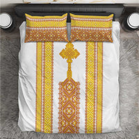 Habesha Motifs Ethiopia Bedding Set Tilet White Gold