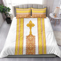 Habesha Motifs Ethiopia Bedding Set Tilet White Gold