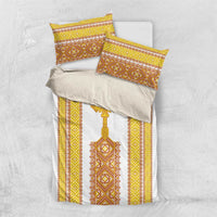 Habesha Motifs Ethiopia Bedding Set Tilet White Gold