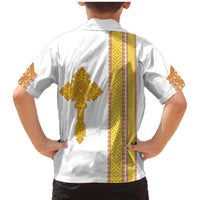 Habesha Motifs Ethiopia Family Matching Mermaid Dress and Hawaiian Shirt Tilet White Gold