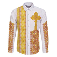 Habesha Motifs Ethiopia Family Matching Puletasi and Hawaiian Shirt Tilet White Gold