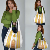 Habesha Motifs Ethiopia Grocery Bag Tilet White Gold