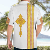 Habesha Motifs Ethiopia Hawaiian Shirt Tilet White Gold