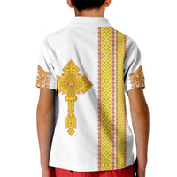 Habesha Motifs Ethiopia Kid Polo Shirt Tilet White Gold
