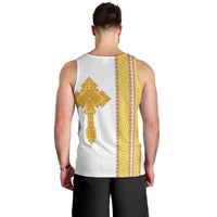 Habesha Motifs Ethiopia Men Tank Top Tilet White Gold