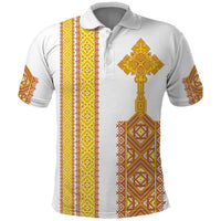 Habesha Motifs Ethiopia Polo Shirt Tilet White Gold