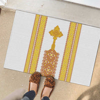 Habesha Motifs Ethiopia Rubber Doormat Tilet White Gold
