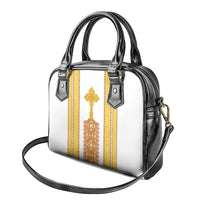 Habesha Motifs Ethiopia Shoulder Handbag Tilet White Gold