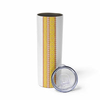 Habesha Motifs Ethiopia Skinny Tumbler Tilet White Gold