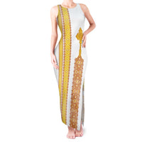 Habesha Motifs Ethiopia Tank Maxi Dress Tilet White Gold