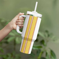 Habesha Motifs Ethiopia Tumbler With Handle Tilet White Gold