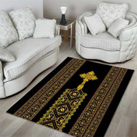 Habesha Motifs Ethiopia Area Rug Tilet Black Gold