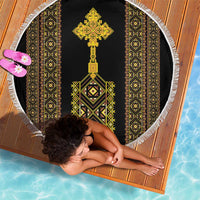 Habesha Motifs Ethiopia Beach Blanket Tilet Black Gold