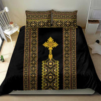 Habesha Motifs Ethiopia Bedding Set Tilet Black Gold